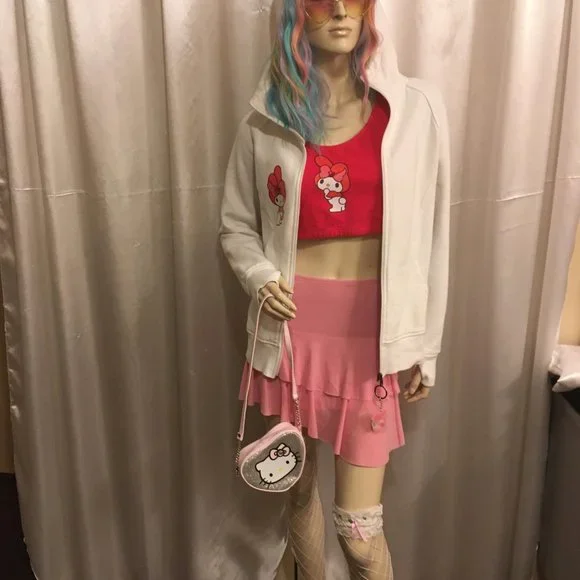 ADORABLE new vintage y2k hoodie and crop top with my melody and crystal hearts! - Picture 5 of 15
